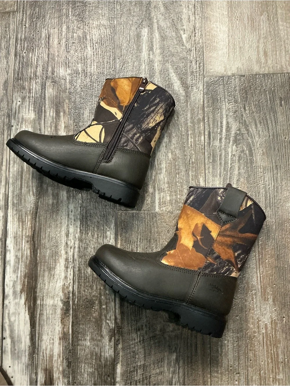 Deer Stags Brown and Dark Brown Kids Western Work Boot Size 1